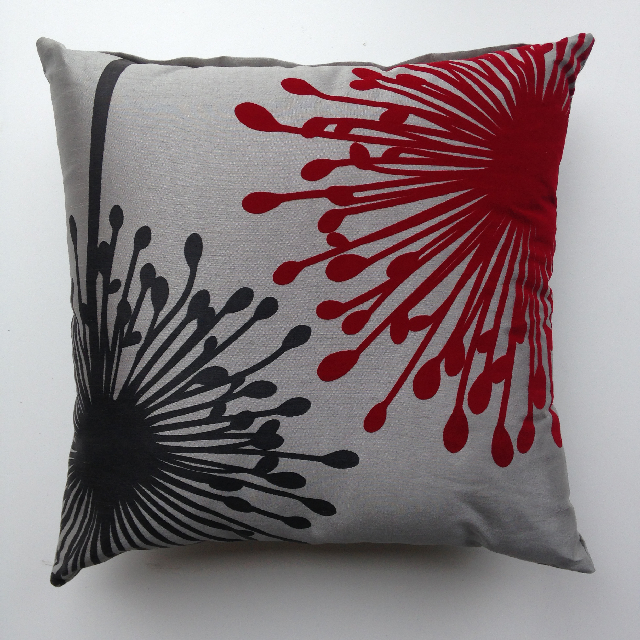 CUSHION, Grey Red Dandelion